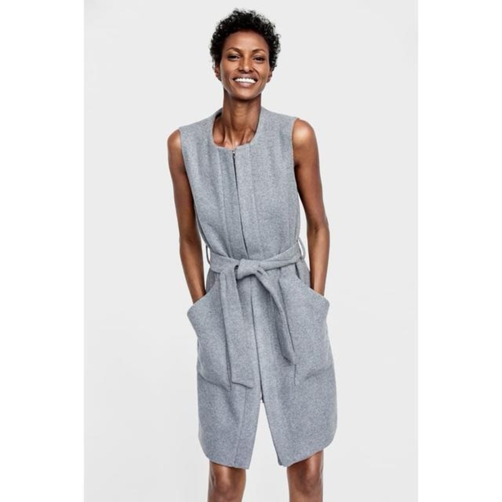Zara sleeveless peacoat grey XS
